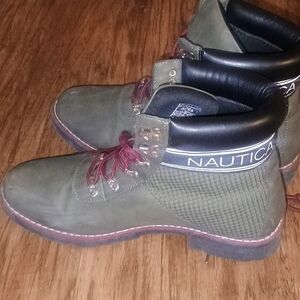 Nautica Olive and Burgundy Hiking Boots